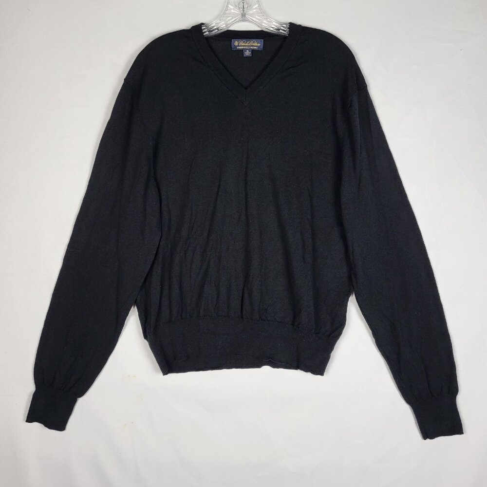Brooks Brothers Brookstech Merino Sweater Men's Large Black Merino Wool‎ Preppy